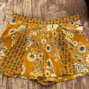 Yellow Flowy Floral Shorts